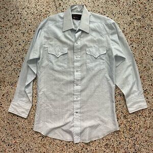 VINTAGE 70s light blue western shirt